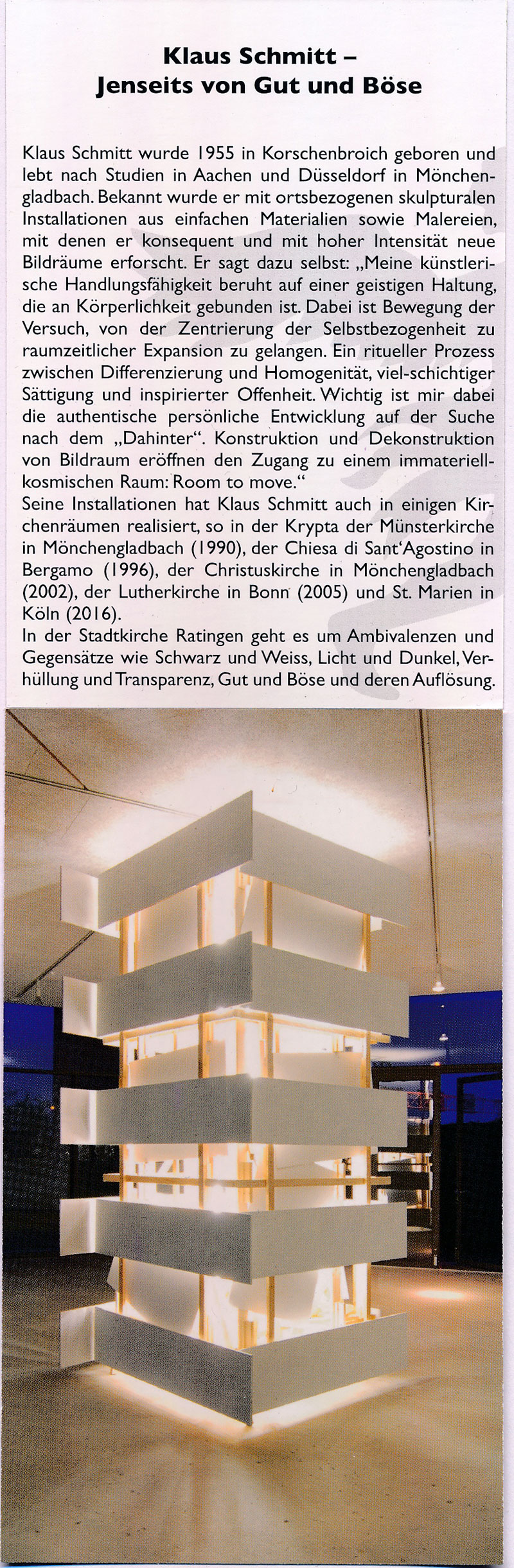 Klaus Schmitt, Stadtkirche Ratingen, 2018